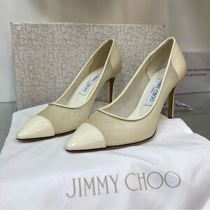 Jimmy Choo Romy 85 Mesh and Leather Pumps